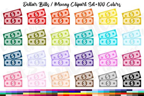 Dollar Bills Money Clipart Set Currency Graphic by bestgraphicsonline