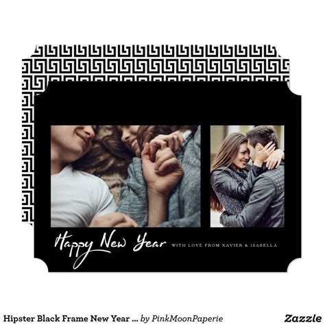 Hipster Black Frame New Year Photo New Year Photos Holiday Photo Cards