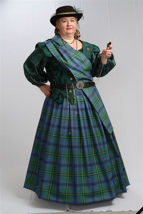 Ancient Johnston Tartan Skirt And Sash Green Brocade Doublet Scottish