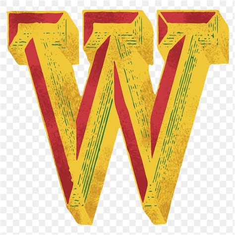 The Letter W Is Painted In Yellow And Red