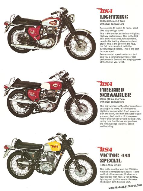 Racing Cafè Vintage Brochures Bsa Range 1967 Usa