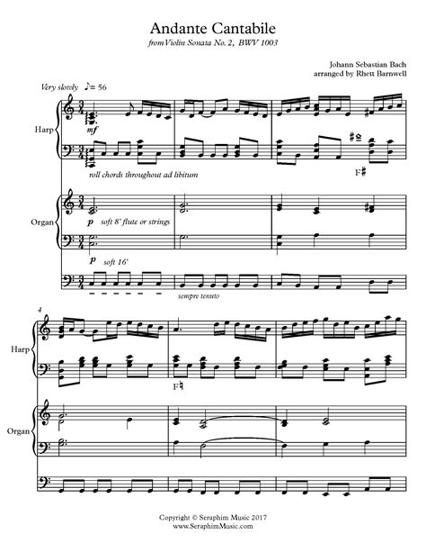 Andante Cantabile From Violin Sonata No Bwv Hp Or Harp Com