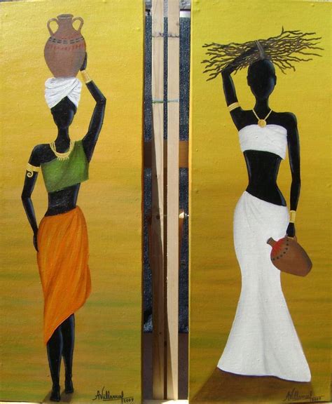 Duo Africanas African Women Painting African Women Art African