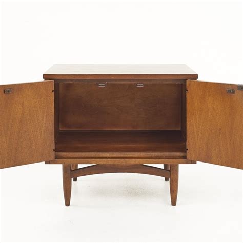 Broyhill Premier Sculptra Mid Century Walnut Commode Nightstand For