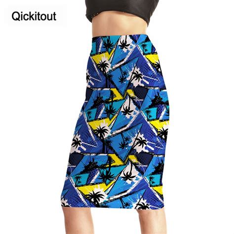 qickitout skirts women s new sexy coconut trees 3d print skirts fashion high waist package hip