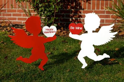 Two Valentines Cupid Outdoor Engraved Decorative Wood Sign Valentine