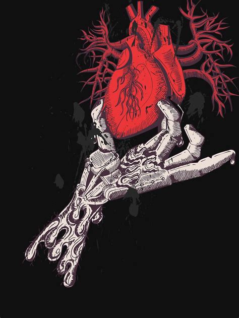 Skeleton Hand Holding Anatomical Red Heart By Andy212