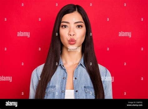 Photo Of Young Attractive Girl Pouted Lips Send Air Kiss You Flirty