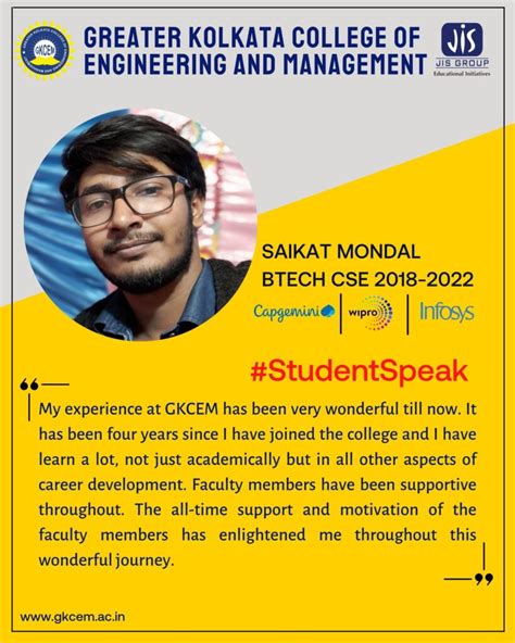 Student Testimonials 2022 Greater Kolkata College Of Engineering