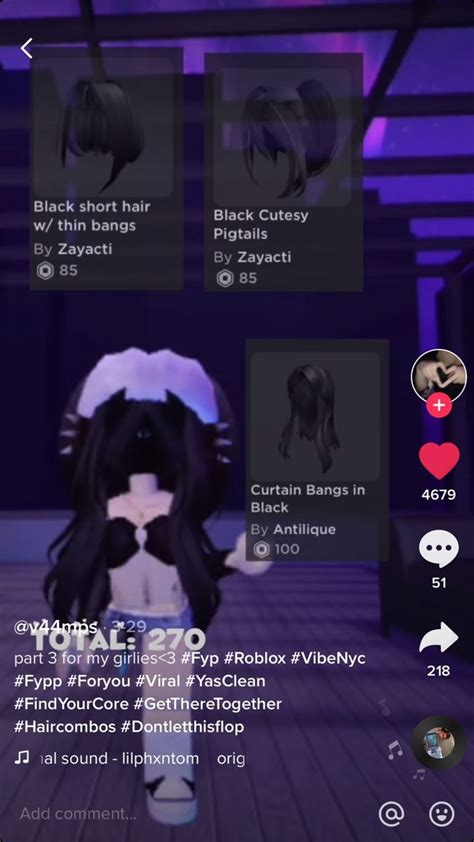 Favorite Hair Combo In 2021 Black Hair Roblox Outfit Ideas Emo