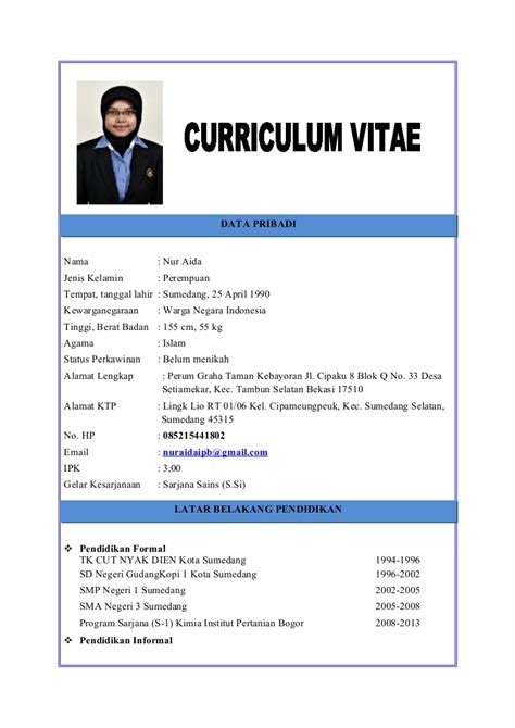 Curriculum Vitae Bahasa Inggris Doc