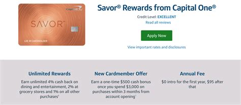 Intro annual fee, intro apr, signup bonus and strong accelerated cash back on dining. Capital One Savor and SavorOne Card Review, $300 Signup Bonus and 4% Dining & Entertainment ...
