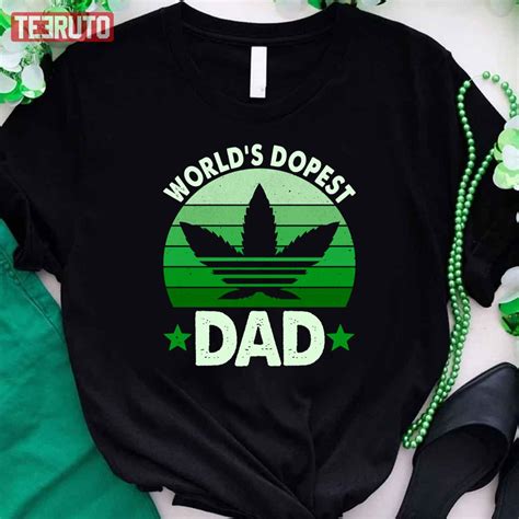 Worlds Dopest Dad St Patricks Day Adidas Logo Cannabis Weed Unisex T