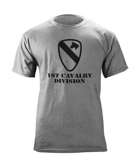 Army 1st Cavalry Division Subdued Veteran T Shirt Heather Grey