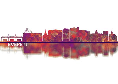 Everett Washington Skyline 1 Mixed Media By Nextway Art Pixels