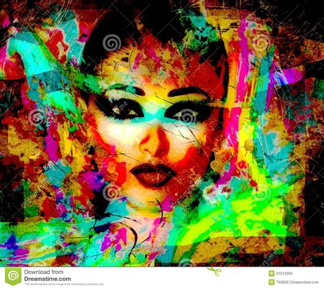 Modern Digital Art Image Of A Womans Face Close Up With Abstract