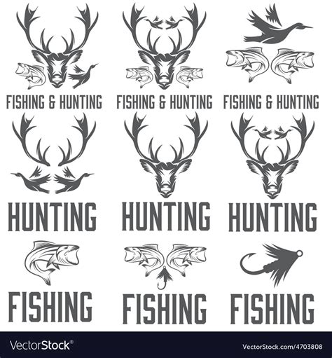 Set Of Vintage Hunting And Fishing Labels Vector Image