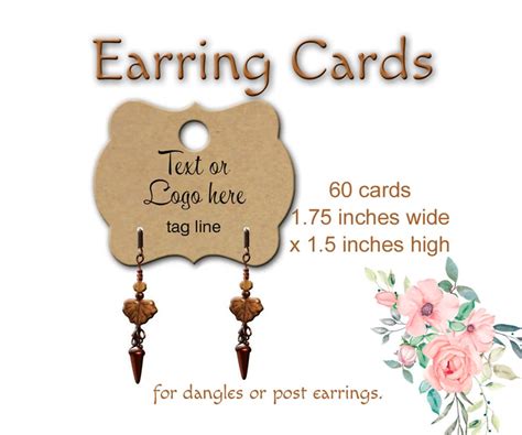 60 Custom Earring Cards Hanging Earring Tags Jewelry Display Etsy