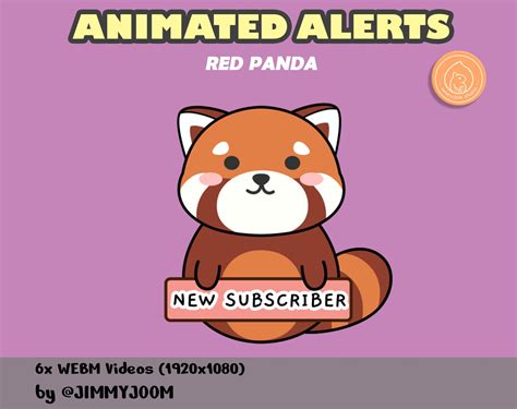 Animated Red Panda Twitch Stream Alerts Cute Kawaii Panda Pastel