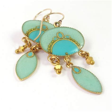 Mint Turquoise Exotic Earrings Gold Earrings Dangle Magic