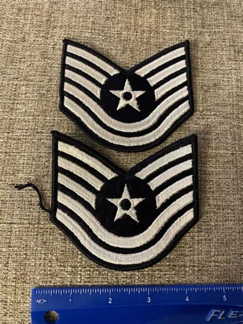 Pair Of Us Air Force Technical Sergeant Enlisted Rank Patch Usaf