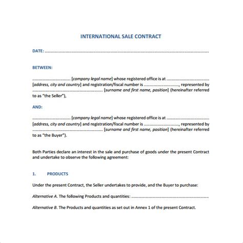 Simple Sales Contract Template Word