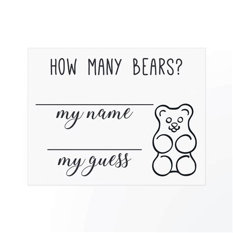 Guess How Many Gummy Bears Game Baby Shower Games Etsy