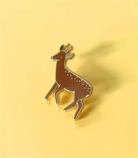 Deer Enamel Pin Woodland Animal Pin Badge Hard Enamel Pin Etsy