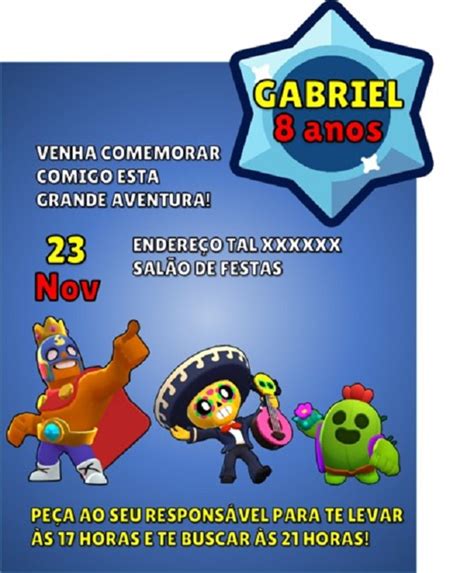 Convite Digital Brawl Stars Elo7 Produtos Especiais