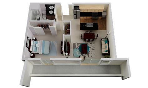 50 One 1 Bedroom Apartmenthouse Plans Architecture