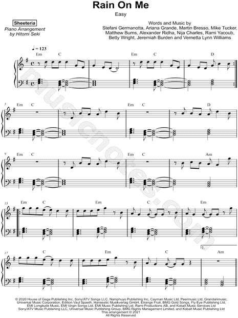 Sheeteria Rain On Me Easy Sheet Music Piano Solo In E Minor Download Print SKU