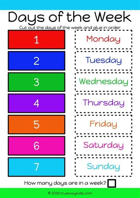 Learn And Order The Days Of The Week Help Children Learn The Week