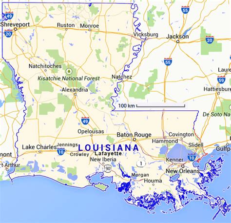 Carte Louisiane Carte