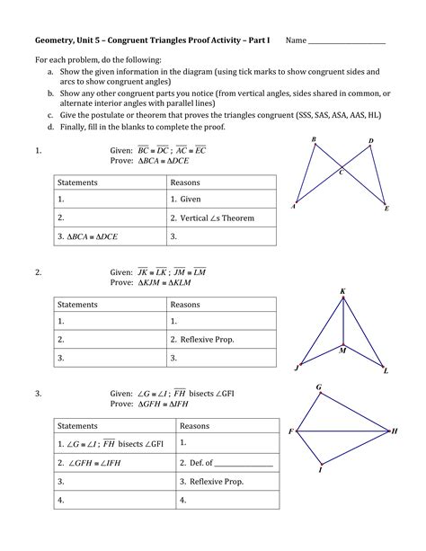 Congruent Triangle Proofs Shaunda Dickstein Library Formative