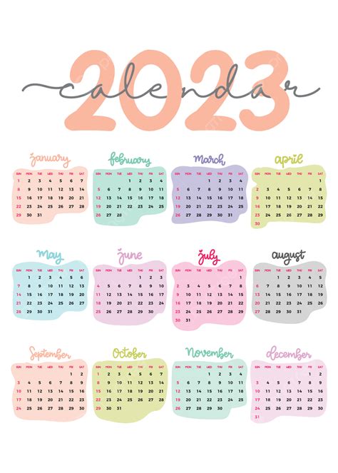 Calendario 2023 Plantilla De Color Pastel Png Calendario 2023 2023 Vrogue