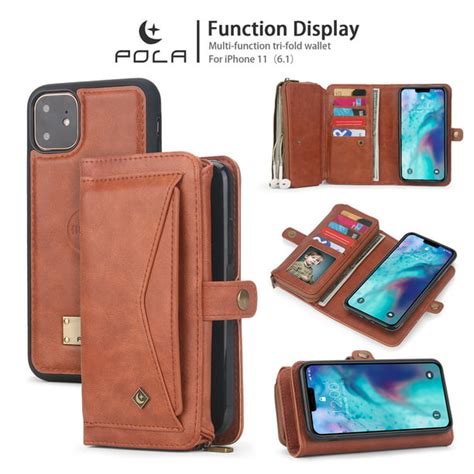 Iphone 11 61 Inch Wallet Case Dteck 2 In 1 Leather Zipper Purse Multi