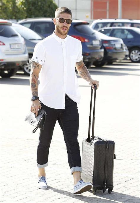 Sergio Ramos Style Hipster Mens Fashion Black And White Outfit For