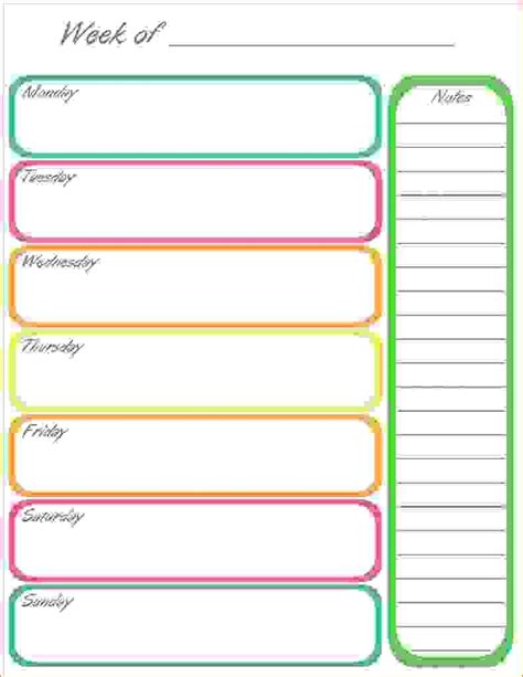 Day Weekly Planner Template Printable Template Calendar Design