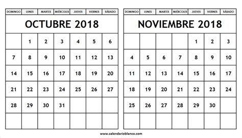 Descargar Calendario Octubre Noviembre 2018 Para Imprimir En Línea