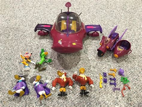 Disney Darkwing Duck Thunderquack Motorcycle And 6 Action Figures Lot