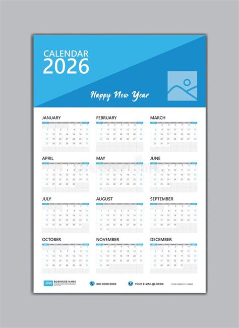Wall Calendar 2026 Template Set Of 12 Months For Calendar 2026 Year
