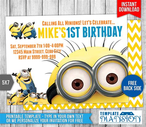Minions Birthday Invitation Template