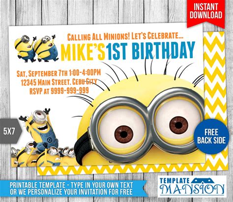 Minion Template Invitations