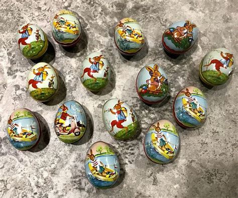 Vintage Tin Litho Switzerland Easter Eggs Candy Containers Qty Etsy
