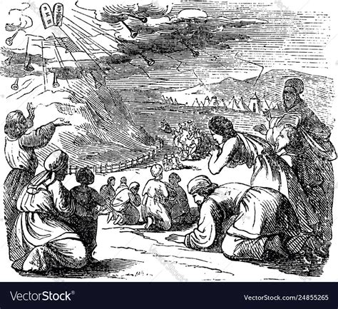 Vintage Drawing Biblical Story Israelites Vector Image