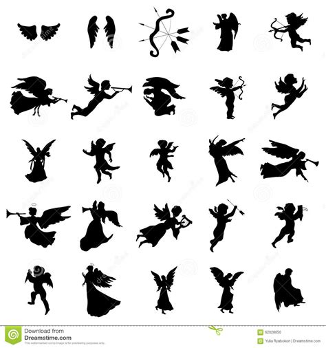 Angel Silhouettes Set Stock Vector Image 62028050