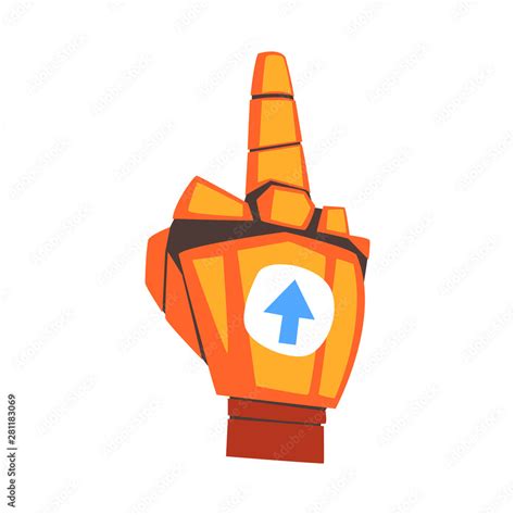 Robot Hand Showing Middle Finger Up Hand Flipping Off Gesture Orange