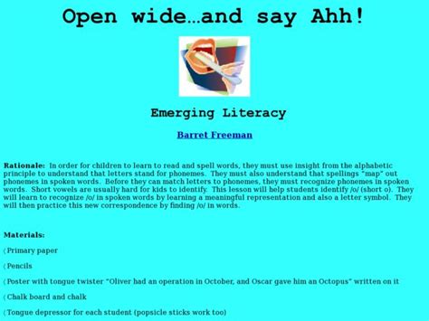 Open Wideand Say Ahh Lesson Plan For 1st 2nd Grade Lesson Planet