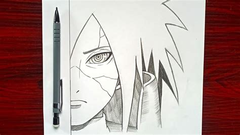Easy Anime Drawing How To Draw Madara Uchiha Half Face With One