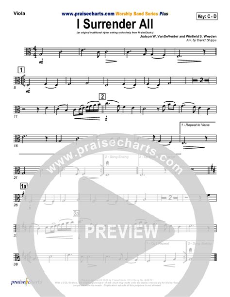 I Surrender All Viola Sheet Music Pdf Traditional Hymn Praisecharts